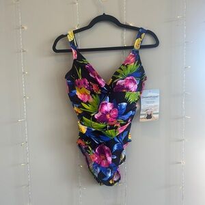 Classic Black and Blue One Piece Swimsuit